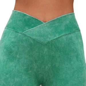 กางเกงโยคะผู้หญิงคุณภาพสูงสั่งทำขายส่ง เนื้อผ้าสแปนเด็กซ์ไนลอน ระบายอากาศได้ดี เอวยืดหยุ่น ชุดออกกำลังกาย ลายมัดย้อม - Product Image 4