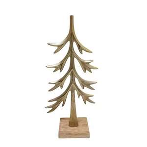 Mini arbres de Noël artificiels personnalisables avec base en bois Décorations de Noël en bois Ornements en bois et métal - Product Image 4