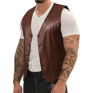 Gilet de costume en cuir véritable pour hommes gilet de cow-boy occidental décontracté col en V gilet léger de qualité supérieure sur mesure 2025 nouveau Style gilets - Product Image 5