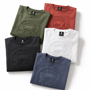 เสื้อยืดคอกลมโอเวอร์ไซส์ลายการ์ตูนปักนูนเทอร์รี่ ราคาโรงงานโดยตรง สำหรับผู้ชาย พิมพ์โลโก้ด้านหน้าตามสั่ง เสื้อยืด unisex จากบังกลาเทศ - Product Image 2