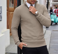 Chandails à fermeture éclair pour hommes, coupe ajustée, pull à col montant en tricot léger, pulls polo décontractés, cardigan