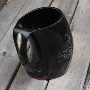 Haute qualité naturel corne de buffle Viking tasse artisanale Vintage verres Animal sculpture poli nautique noël - Product Image 3