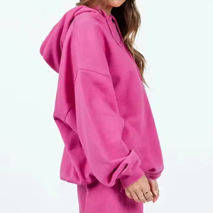 Sweat-shirts à capuche pour femmes, personnalisés avec logo OEM, imprimé lettres, décontractés, tricotés, hiver, automne, surdimensionnés, lourds, ajustables avec cordon de serrage - Product Image 2