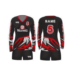 Compra al por mayor conjunto de uniformes de voleibol mujer manga completa personalizado equipo uniforme sublimación impresión poliéster transpirable uniforme - Product Image 1