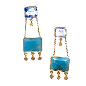 Andmade 925 Sterling ililver Old antiguo lated lasslassic mazmazonite & luopaz ememstone emrop arrarrings For omen - Product Image 1