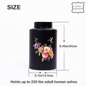 Urne funéraire en acier inoxydable étanche à l'air de couleur noire imprimée en ligne pour les cendres - Product Image 5