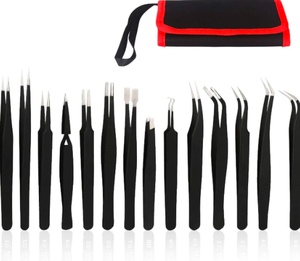 ชุดแหนบสแตนเลสป้องกันไฟฟ้าสถิตย์ชุดแหนบสำหรับงานฝีมือเครื่องประดับอิเล็กทรอนิกส์งานห้องปฏิบัติการ (14ชิ้น) โดย anaif - Product Image 1