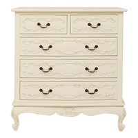 Cofre de estilo francés antiguo europeo, tocador de 5 cajones, MDF de caoba maciza tallado a mano con almacenamiento de Color blanco para juego de dormitorio