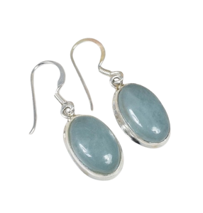 Boucles d'oreilles fines de forme ovale aigue-marine 925 boucles d'oreilles en argent Sterling massif pour femmes filles boucles d'oreilles pendantes bijoux en argent - Product Image 1