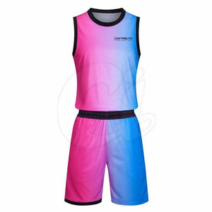 Uniforme de basket-ball en sergé personnalisé à séchage rapide couleur contrastée uniforme de basket-ball pour jeunes - Product Image 1