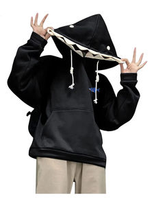 เสื้อสเวตเตอร์คอกลมขนาดใหญ่พิเศษลายฉลามน่ารักสำหรับผู้ชายผู้หญิงได้รับความนิยม2025มีฮู้ดปักลายเส้นใยไม้ไผ่สั่งตัดแขนยาวรูปสัตว์ - Product Image 5