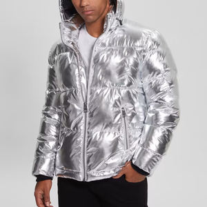 Chaqueta de plata de plumón para hombre a la moda de invierno, tela de lona al por mayor directa de fábrica con cuello levantado - Product Image 2
