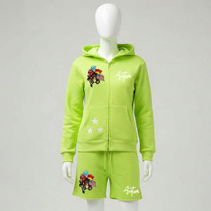 <b>Applique</b> Embroidered Distressed Patch Hoodie Acid Wash Vintage Hoodies Short Set 2 Piece Short Set for Men Custom Logo Tracksuit - Product Image 4