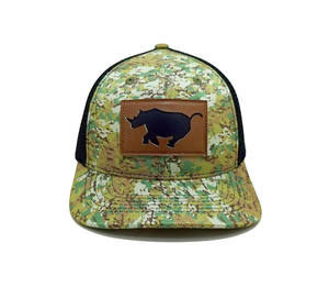 Parche de cuero personalizado Logo Gorra Bordado Logo Camo Camionero Sombreros Cuerda Promocional Camuflaje Diseño Vietnam Fábrica - Product Image 1