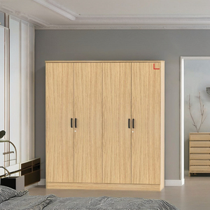 Armario de Dormitorio Moderno FURNIZONE con Barra para Colgar, Estantes Abiertos, 4 Cajones, Compartimentos Multiusos, Montaje en Suelo de Madera - Product Image 1