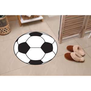 Tapis de football, tapis noir et blanc, tapis ronds, tapis de sport, tapis fin non tissé - Product Image 5