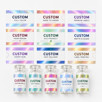 Étiquettes personnalisées imprimées arc-en-ciel holographiques pour flacons cosmétiques de 2 ml, 7 ml, 15 ml – Autocollants imperméables sur feuilles – Fournisseur