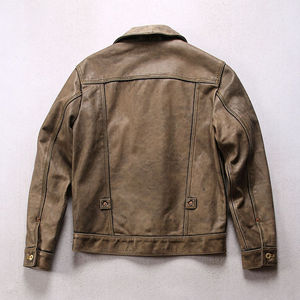 Chaqueta de piel de oveja genuina desgastada de motorista para hombre con chaqueta de cuero genuino de calidad de tendencia superior totalmente personalizada para hombres Servicios OEM - Product Image 2