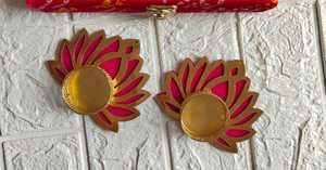 Portavelas de loto de madera MDF con caja Bnadhani para regalos de Diwali regalo de devolución indio recuerdo de boda regalo de matrimonio Shagun Box Set - Product Image 5