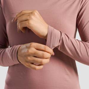 Dusty Pink Asymmetrical Yoga <b>Top</b> Breathable Seamless Plus Size Fitness Wear Sexy Style Print for Outdoor Workout Made Spandex - Product Image 6