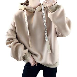 เสื้อสวมหัวมีฮู้ดแบบลำลองแขนยาวสำหรับผู้หญิงผ้าคอตตอน100% ดีไซน์ตามสั่ง - Product Image 5