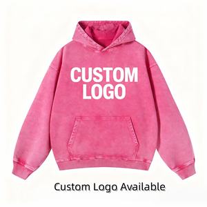 קפוצ'ונים לגברים בסגנון וינטג' שטוף, עם אפשרות להדפסת לוגו בהתאמה אישית, בגזרה רחבה, בסגנון דהוי, כבדים, <span class=keywords><strong>100</strong></span>% כותנה, מבד טרי צרפתי. - Product Image 1