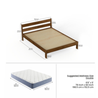 BLUEWUD Roverb Lit Queen Size en bois d'ingénierie sans boîte de rangement pour meubles de maison de chambre à coucher