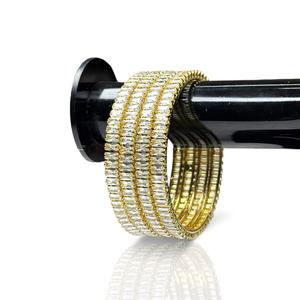 Ensemble de bracelets jonc géométriques tendance en émeraude, ton or, aspect diamant, perle, style mariage, tailles assorties, prêt à être expédié - Product Image 4