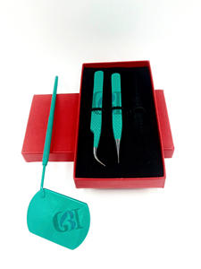 Professionnel nouveau revêtement en poudre de sirène droite pince à épiler d'extension de cils incurvée en acier inoxydable Logo personnalisé Instrument de beauté - Product Image 5