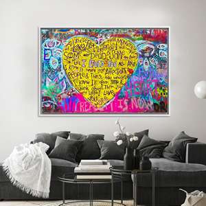 Impression sur toile de style graffiti bohème Banksy - Art mural moderne, toile encadrée blanche - Product Image 1