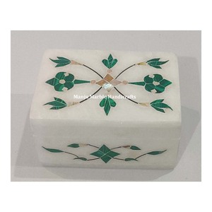 Attractive Handmade Design Pure White Marble Inlaid <b>Box</b> With Mother Of Pearl Material For Jewelry Gifts Item And Ramdaan Special - Product Image 1