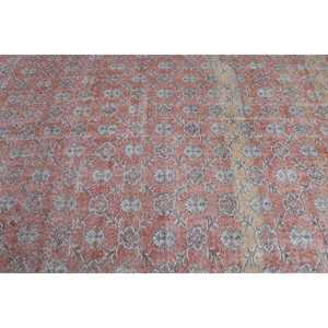 6.7x10.9 ft Vintage Rug, Turkish Oversize Rug, <b>Red</b> Camouflage <b>Wool</b> Rug - Product Image 5