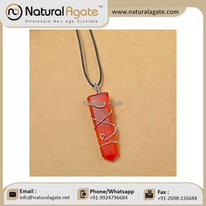 Fila de cristal de cuarzo, colgante de alambre de envoltura de piedra - Product Image 2