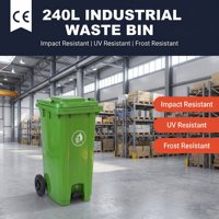 Poubelle extérieure robuste en plastique HDPE écologique de 240 L avec couvercle, bouchon de vidange et système d'induction