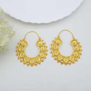 Pendientes de gota Unisex Bohosilvermagic de moda, accesorios de joyería, Material de latón Vintage de moda, flor Floral chapada en oro de 18 quilates - Product Image 5