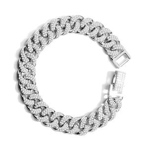 Hip Hop oro amarillo 12mm enlace cubano rodio plateado moissanita hielo fuera boda pulsera Unisex 925 plata esterlina - Product Image 3
