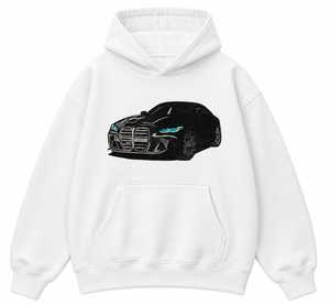 Sweat à capuche unisexe surdimensionné avec motif de voiture de sport brodé, style streetwear, avec design de voiture de luxe brodé - Product Image 1