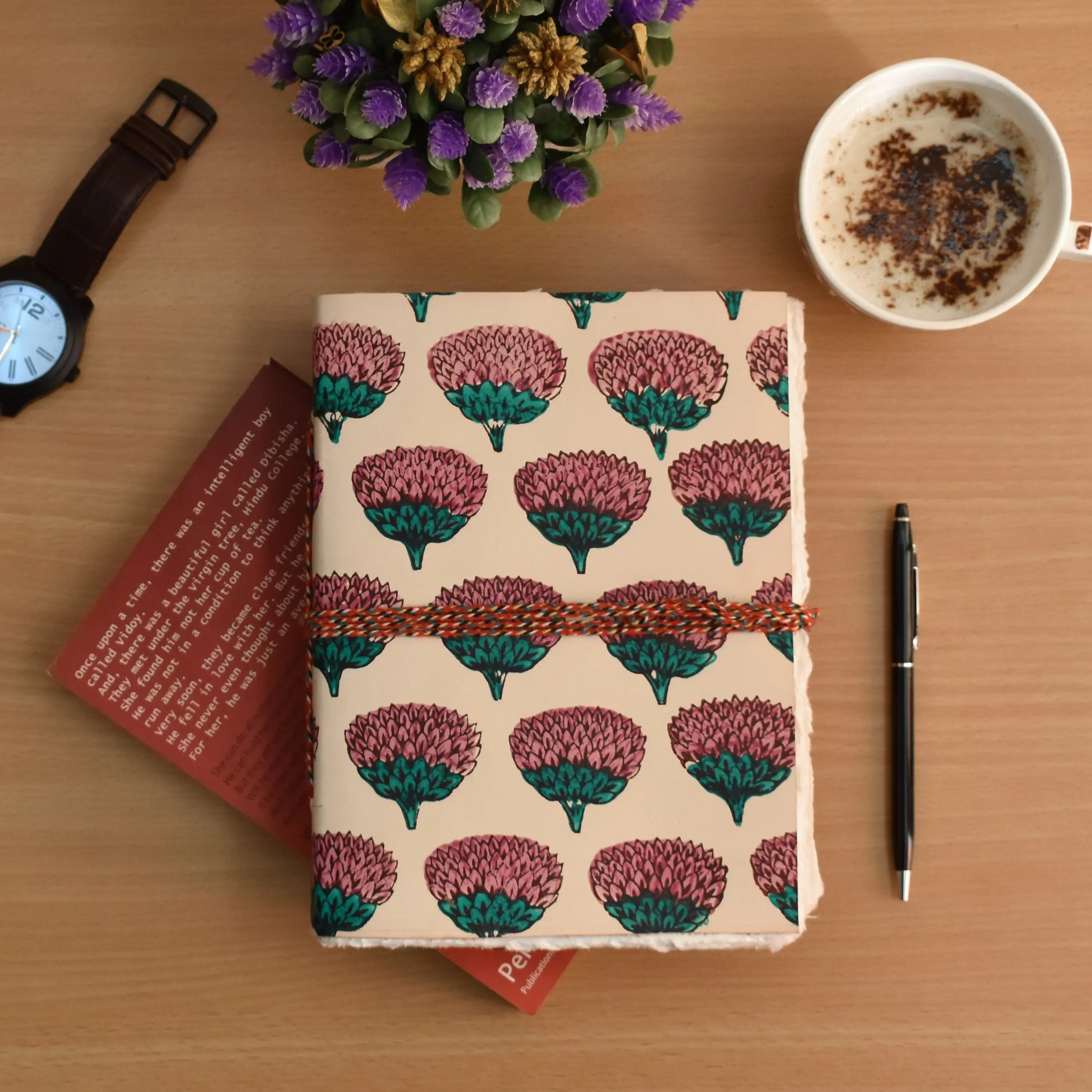 Cuaderno de cuero con diseño de flores para mujer, cuaderno de calidad superior, lo mejor para regalar