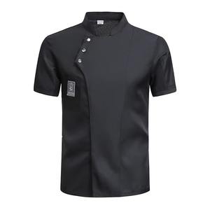 Wholesale Chef Coat Jacket Short Sleeve Kitchen Durable Working <b>Uniform</b> Solid Color Waterproof <b>Restaurant</b> Chef Jacket Cotton - Product Image 3