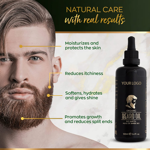 Hidratante com Óleo de <span class=keywords><strong>Argan</strong></span> Orgânico Natural para Crescimento e Engrossamento da Barba com Logotipo Personalizado para Cuidados Masculinos - Product Image 4