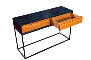 Table console en bois de chêne blanc durable, design moderne avec pieds en métal pour villa, salon, hôtel ou chambre à coucher, avec rangement - Product Image 4