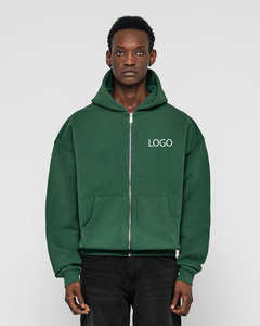 Oversized Zip-up <b>Hoodies</b> for <b>Men</b> 100% Cotton <b>Thermal</b> Heavyweight 500GSM Crop Drop Shoulder Zip-up <b>Hoodies</b> for Winter - Product Image 1
