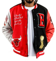 Blouson Bomber Varsity Personnalisé avec Logo Brodé, Grande Taille, Tricoté, Respirant, Écologique, Manches en Cuir et Fourrure de Mouton