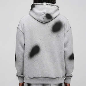 Nouveau design, sweat à capuche oversize en laine peignée lavée, fermeture éclair, 100% coton, logo personnalisé, vintage, à capuche pour l'automne, homme - Product Image 2