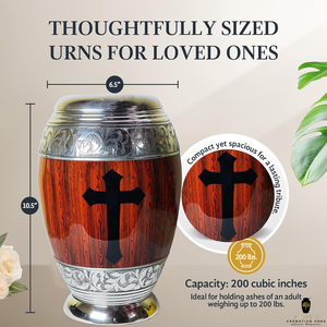 Handcrafted Aluminum Cremation <b>Urn</b> Cross Cremation <b>Urns</b> with Meena Coating Leak-Proof Design Keepsake (3 Cu) & <b>Large</b> 220 Cu - Product Image 3