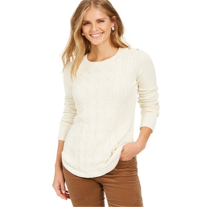 Maglione da Donna Charter Club in Maglia Intrecciata Color Vaniglia, Taglia Petite XS - Alta Qualità, Traspirante, Casual, per Autunno e Inverno - Product Image 1