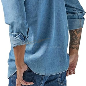 เสื้อเชิ้ตยีนส์ผู้ชายแฟชั่นลำลอง แขนยาว ทรงเข้ารูป ผ้าฝ้าย สำหรับใส่ในชีวิตประจำวัน - Product Image 5