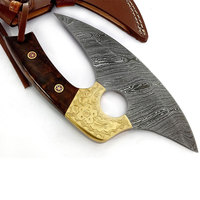 Couteau à pizza artisanal en acier Damas de qualité industrielle, tête de hache, manche en bois, étui en cuir, garantie 3 ans, personnalisable, haute qualité