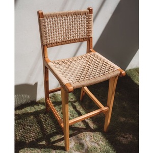 เก้าอี้บาร์ไม้สักพร้อมเชือกหวาย - Product Image 1