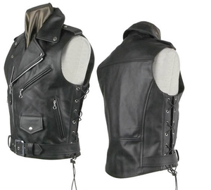 Beau gilet en cuir pour hommes Gilet à la mode Gilet en cuir de style motard pour hommes Gilet décontracté - Product Image 2